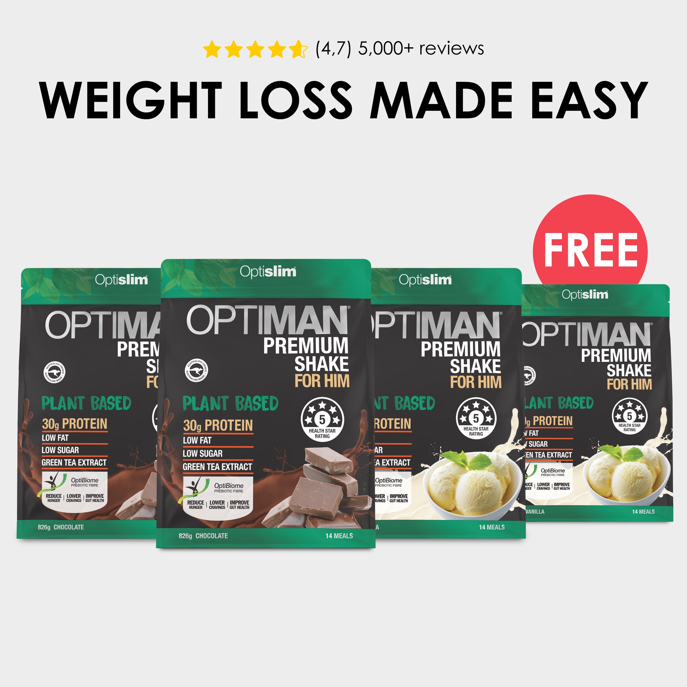 Buy 3 Get 1 FREE Optiman Plant Based Bundle - 56 Meals - Optislim