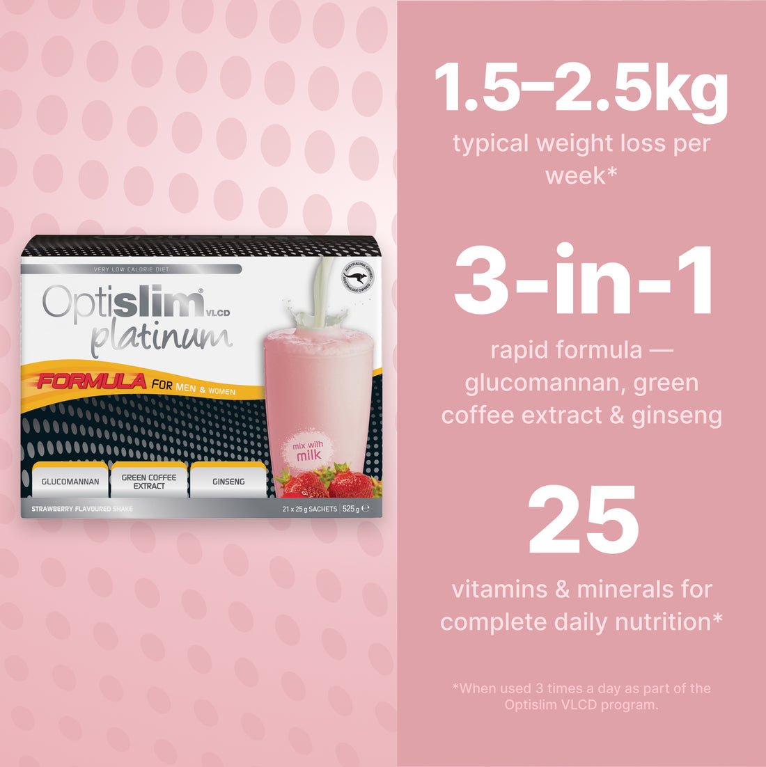 VLCD PLATINUM Shake Strawberry - 21 Meals