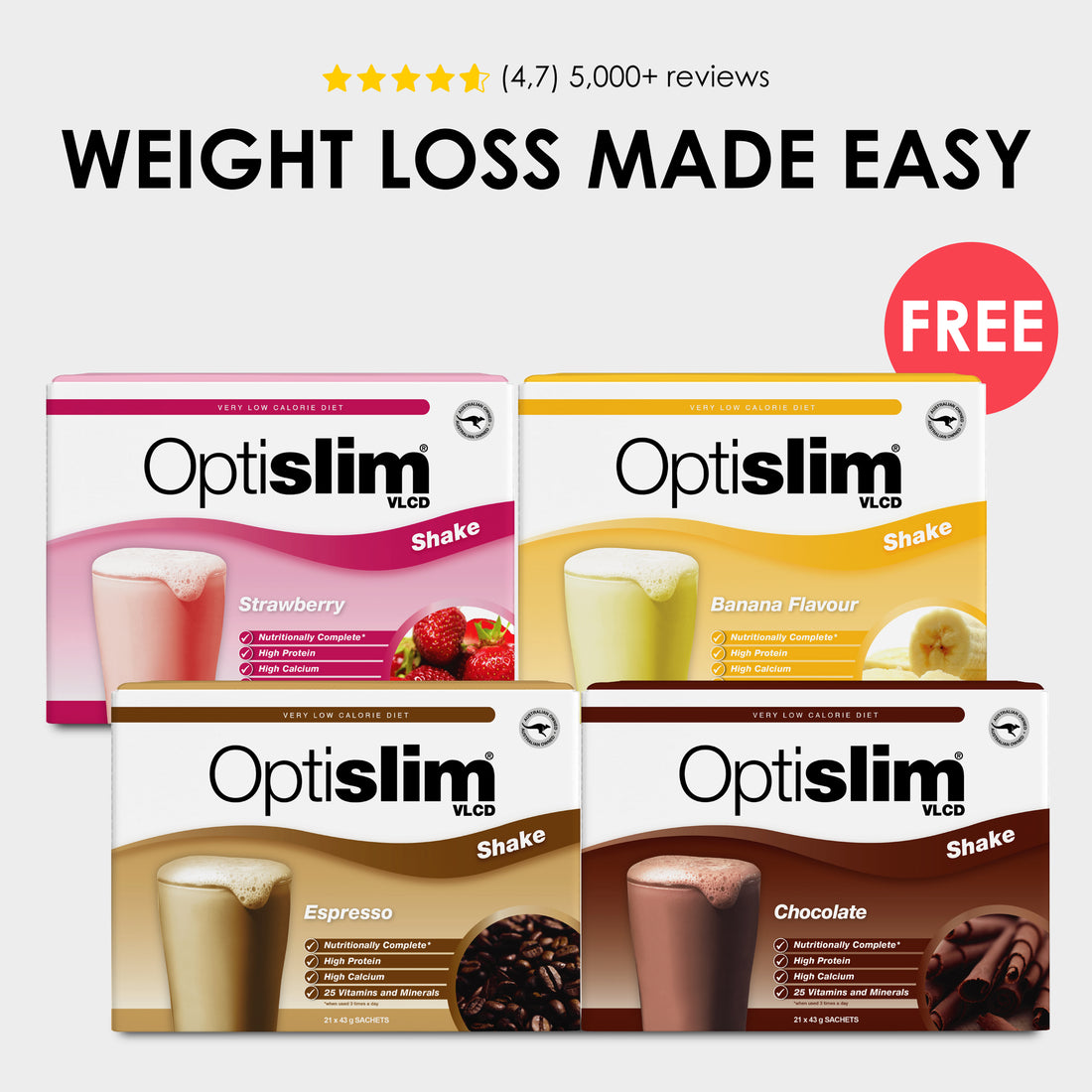 Buy 3 GET 1 FREE Classic Shakes - 84 Meals - Optislim