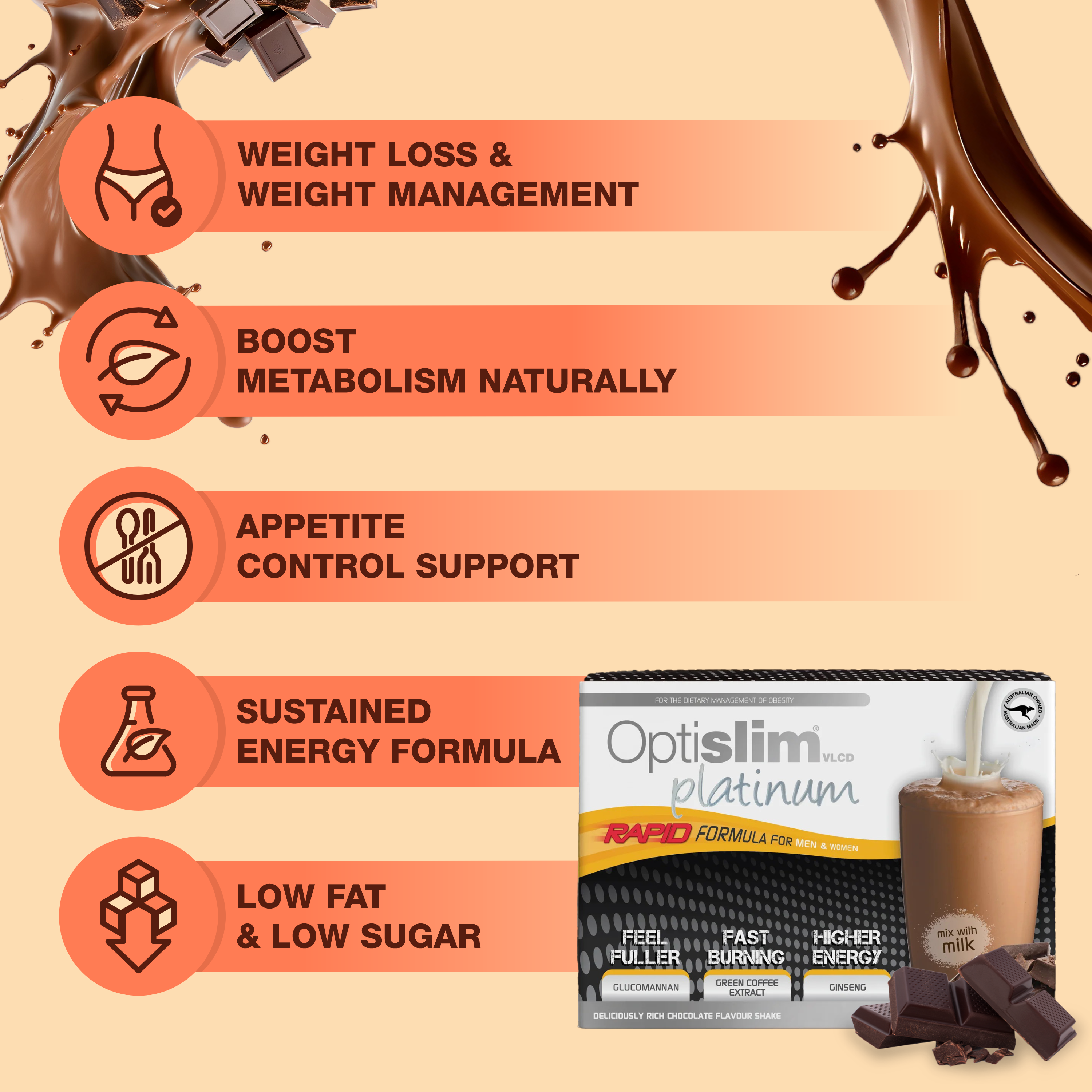 VLCD PLATINUM Shake Banana - 21 Meals - Optislim