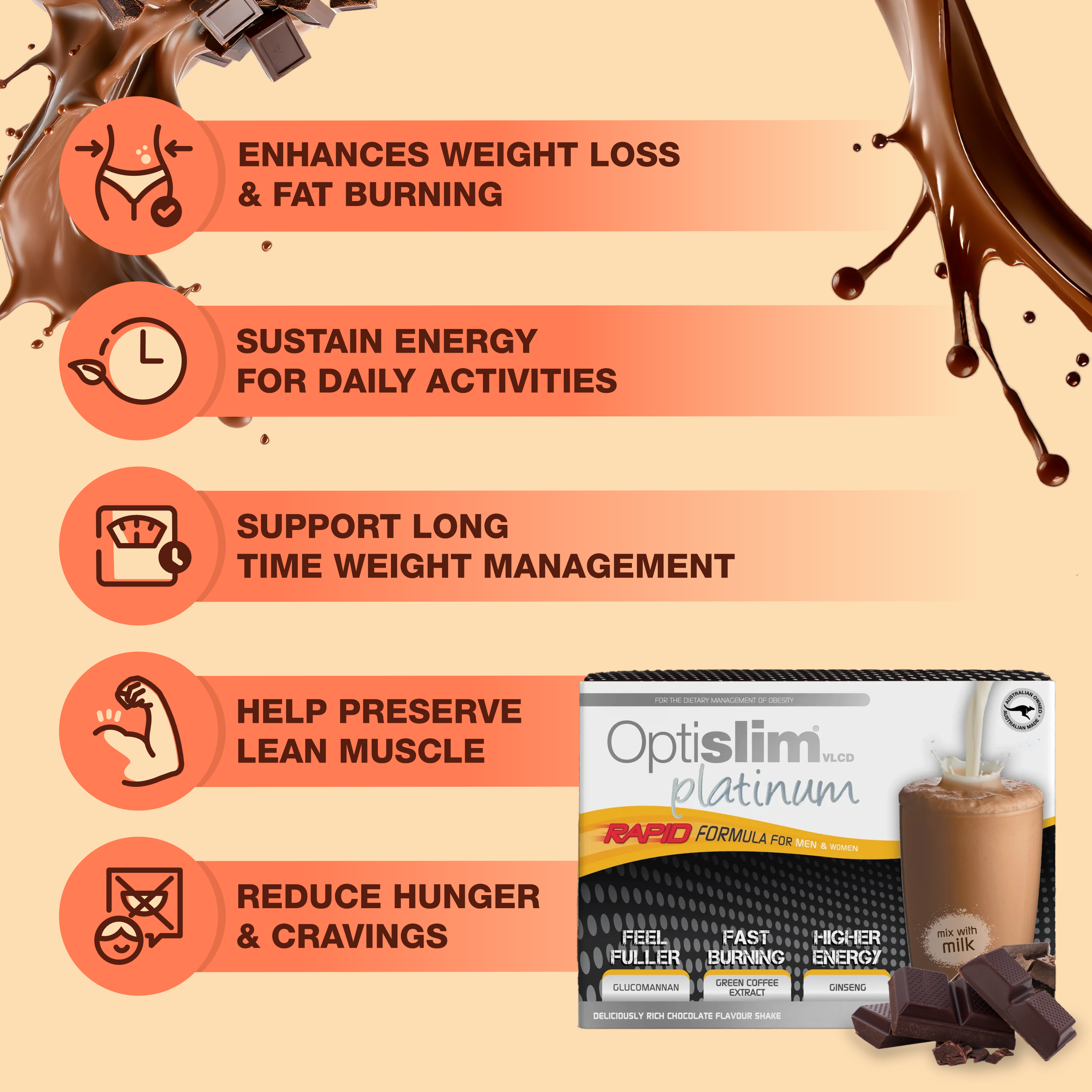 VLCD PLATINUM Shake Vanilla - 21 Meals - Optislim