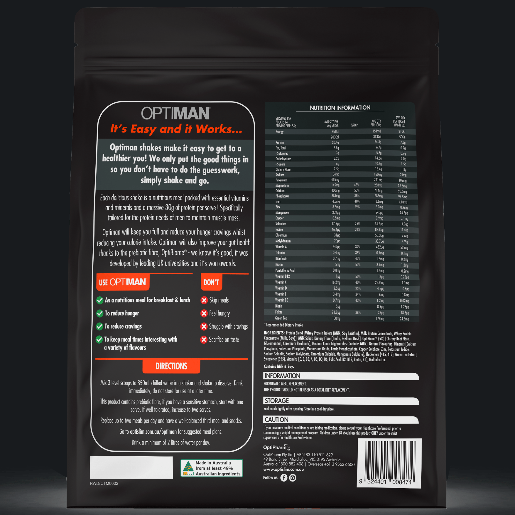 Optiman For Him - Vanilla Shake - Optislim