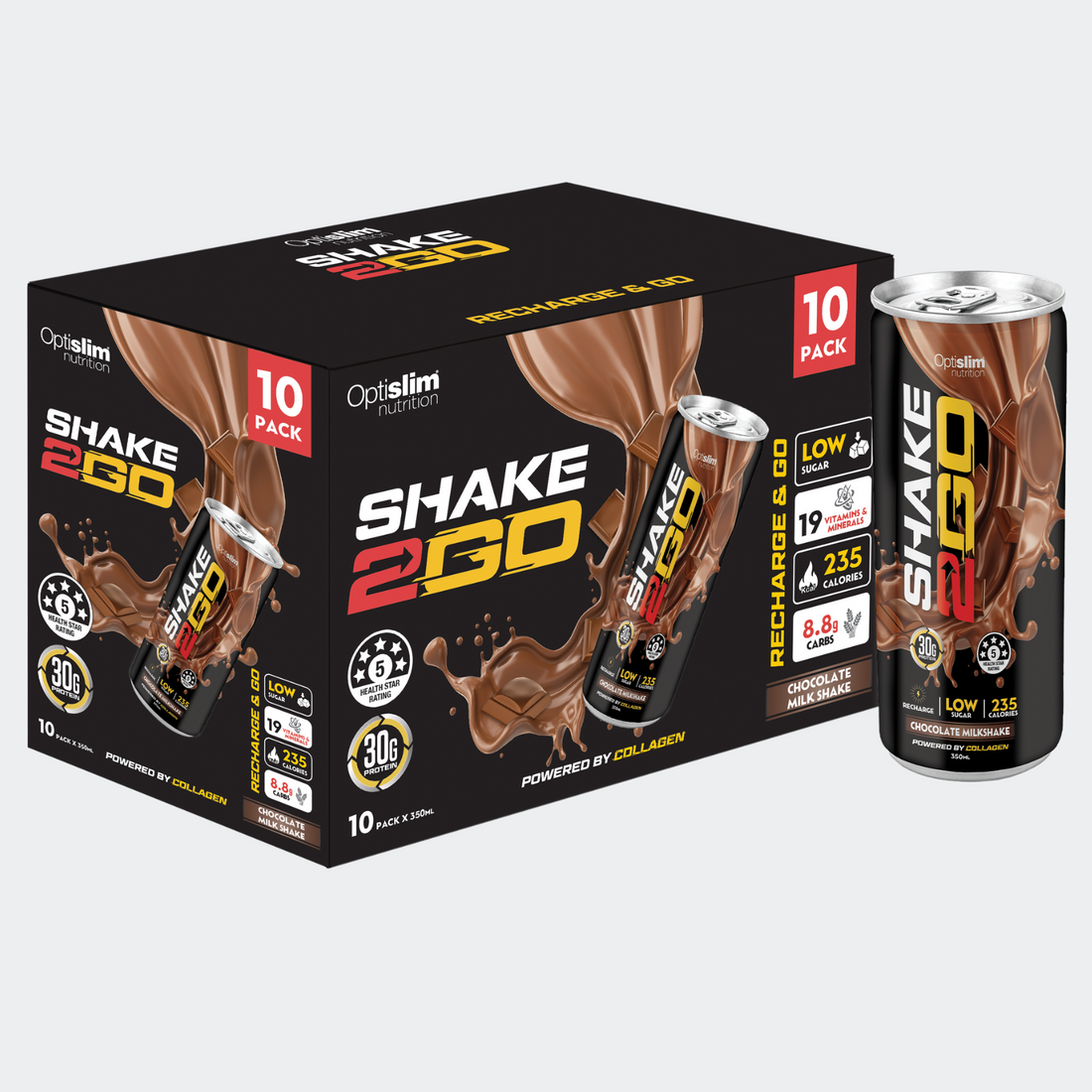 SHAKE2GO Chocolate Milkshake (10 x 350ml)