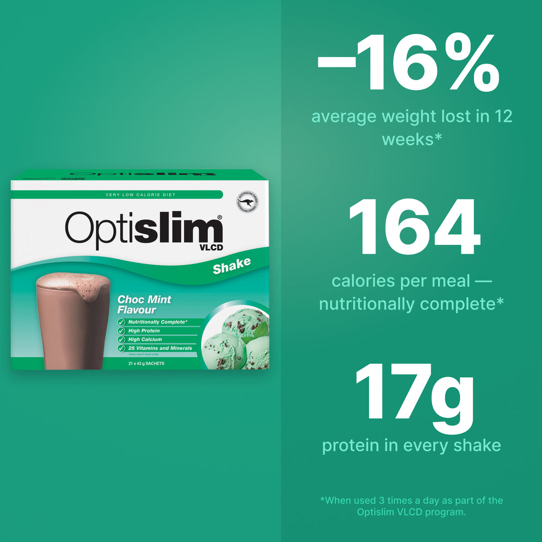 VLCD Classic Shake Choc Mint - 21 Meals