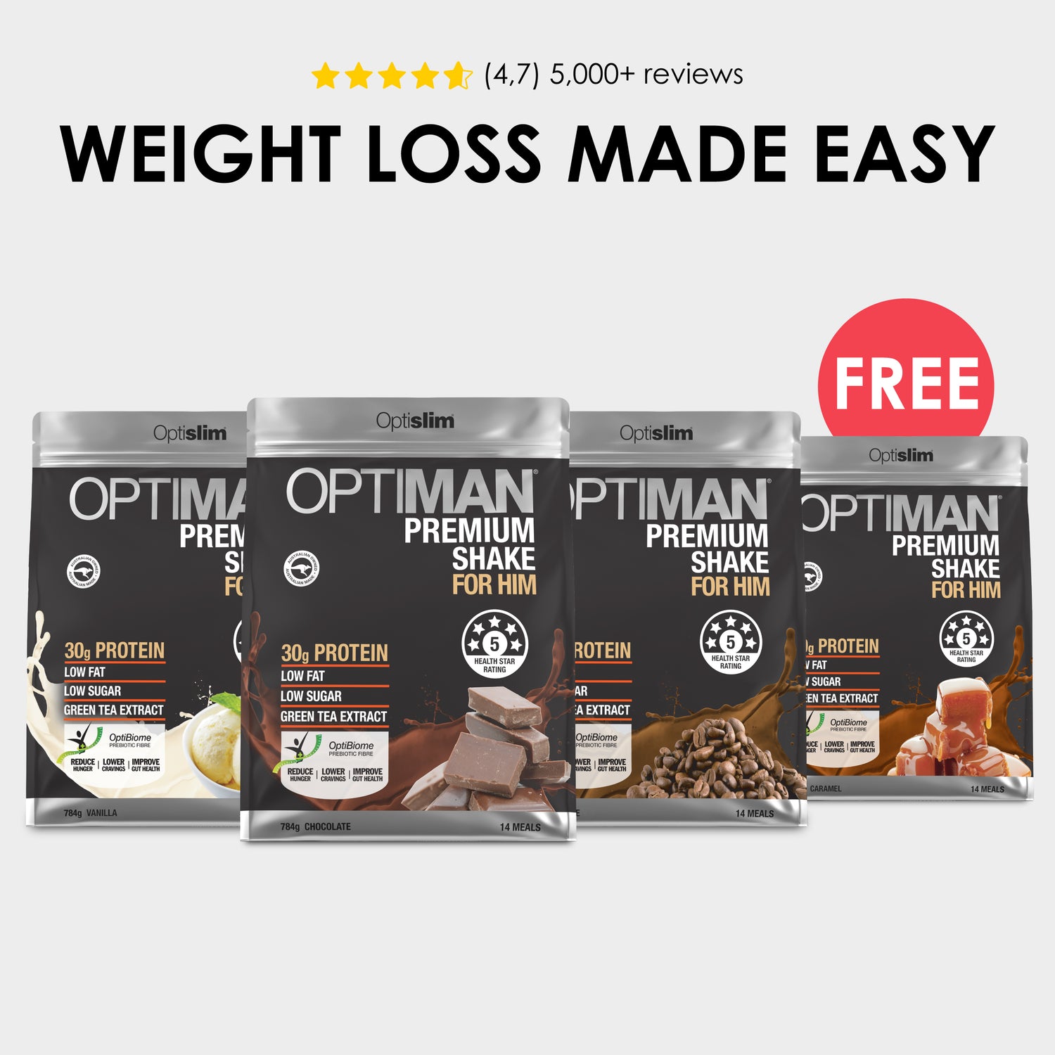 Buy 3 Get 1 FREE Optiman Shakes - 56 x 56g