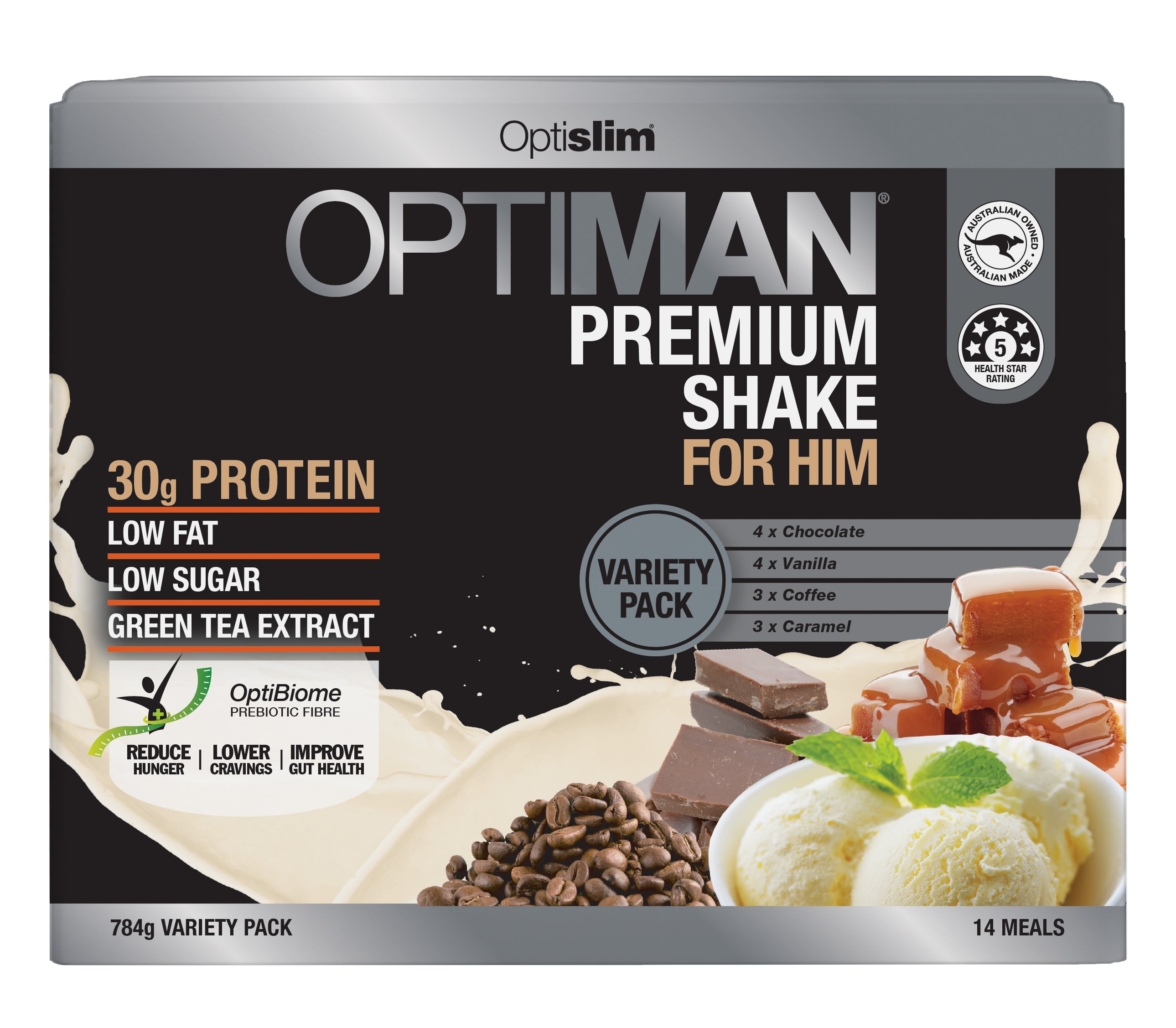 Optiman For Him Shake Variety Pack - 14 Meals