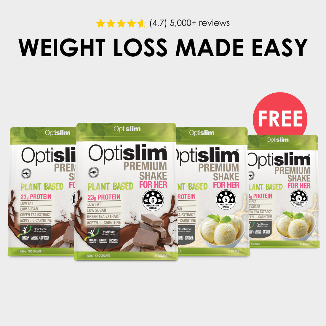 Buy 3 Get 1 FREE Optislim Plant Based Bundle - 56 Meals - Optislim