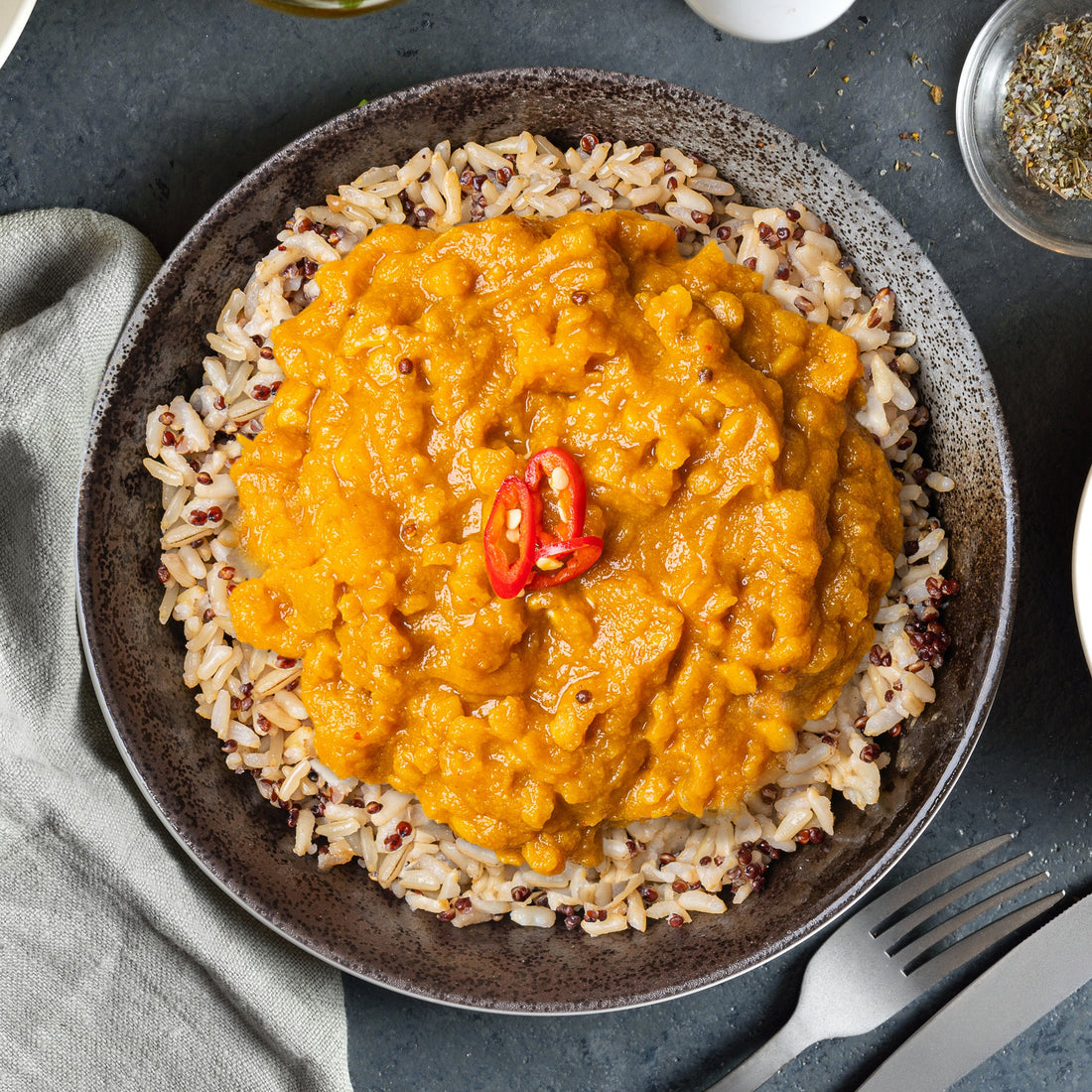 ‍Pumpkin and Lentil Curry with Brown Rice &amp; Quinoa (300g) (100% off)