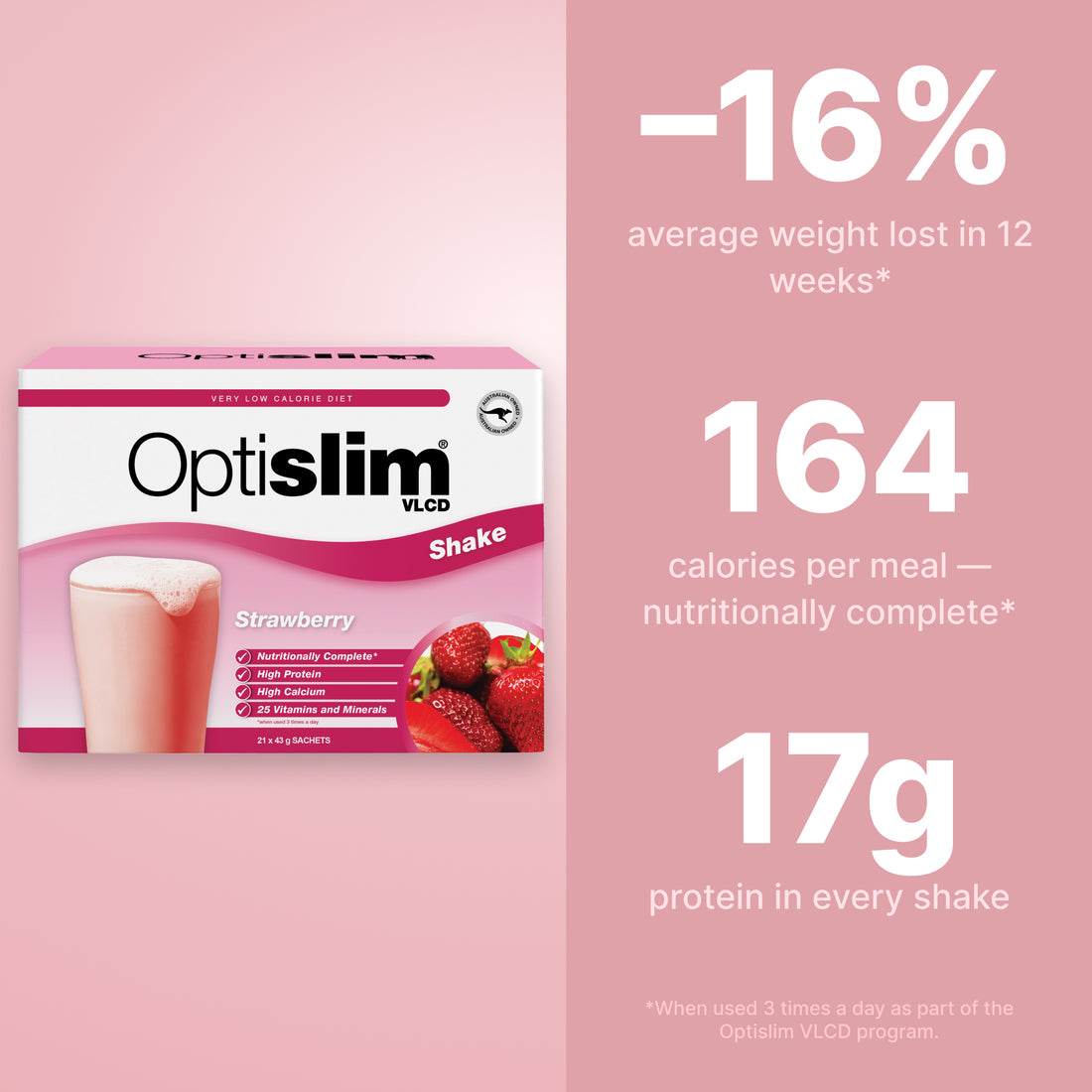 VLCD Classic Shake Strawberry - 21 Meals