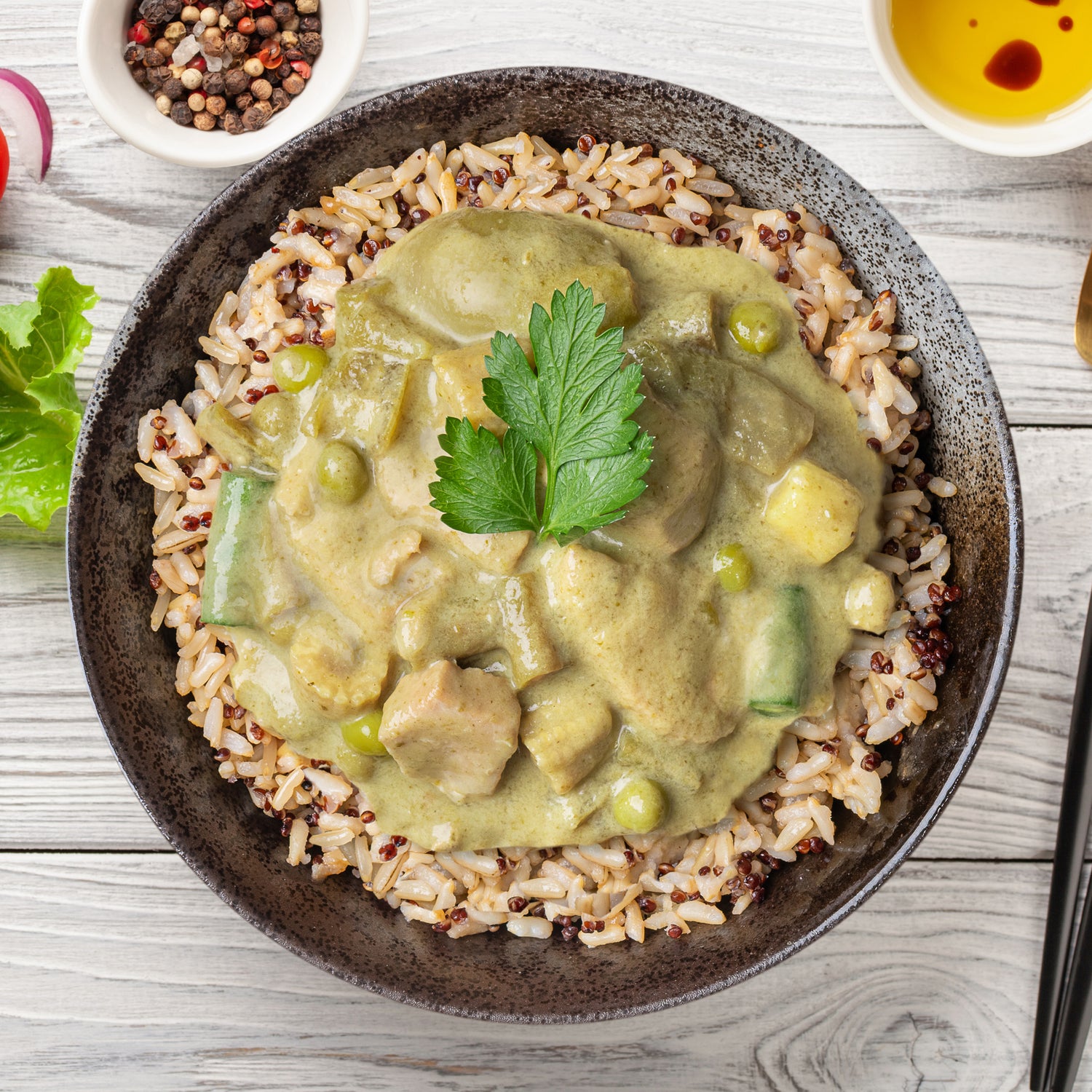 Green Thai Chicken Curry and Veg with Brown Rice &amp; Quinoa (300g) - Optislim