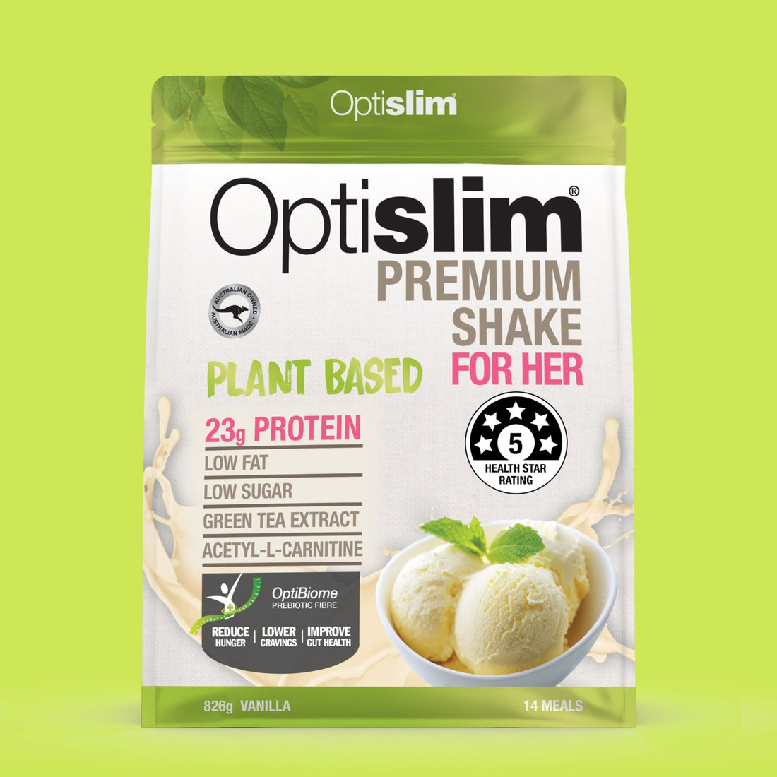 Optislim For Her Plant Based Shake Vanilla - 14 Meals - Optislim